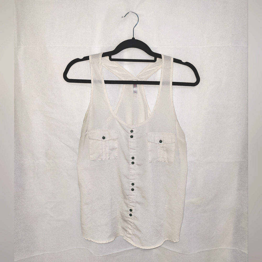 Xhilaaration Sheer Beige/Cream/Tan Racerback Tank